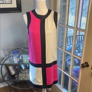 Colorblock Sleeveless Dress - Pink, Black, and White